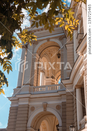 Vertical View of Ornate Building Archway Vertical View of Ornate Building Archway 139725465