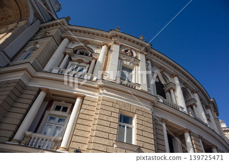 Grand Classical Building Facade Under Blue Sky Grand Classical Building Facade Under Blue Sky 139725471