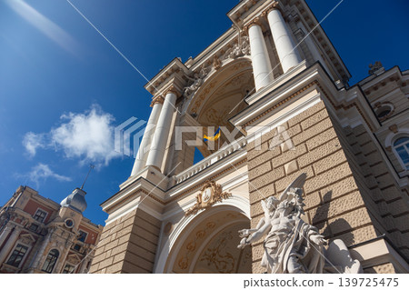 Grand Classical Building Facade with Statues 139725475