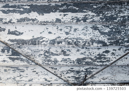White Peeling Paint on Corrugated Metal Wall White Peeling Paint on Corrugated Metal Wall 139725503