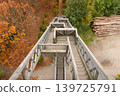 wooden stairs of a watchtower 139725791