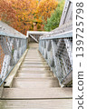 wooden stairs of a watchtower 139725798