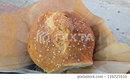Close-up of Maltese bread with sesame seeds on top Close-up of Maltese bread with sesame seeds on top 139725810