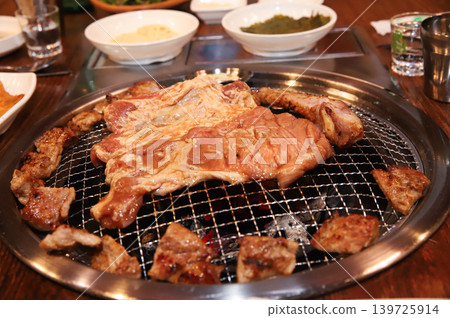 Delicious Traditional Korean Marinated Pork Ribs Barbecue Grilling Delicious Traditional Korean Marinated Pork Ribs Barbecue Grilling 139725914