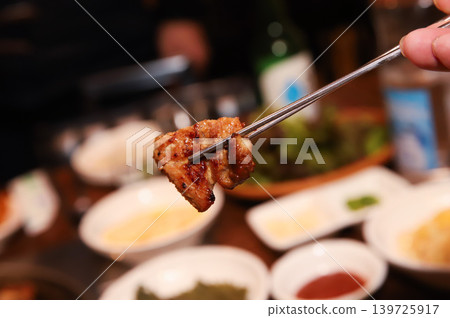 Delicious Traditional Korean Marinated Pork Ribs Barbecue Grilling Delicious Traditional Korean Marinated Pork Ribs Barbecue Grilling 139725917