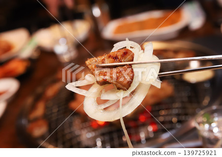 Delicious Traditional Korean Marinated Pork Ribs Barbecue Grilling Delicious Traditional Korean Marinated Pork Ribs Barbecue Grilling 139725921