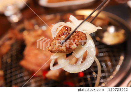 Delicious Traditional Korean Marinated Pork Ribs Barbecue Grilling Delicious Traditional Korean Marinated Pork Ribs Barbecue Grilling 139725922
