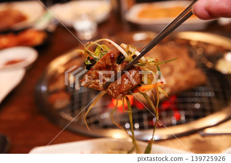 Delicious Traditional Korean Marinated Pork Ribs Barbecue Grilling 139725926