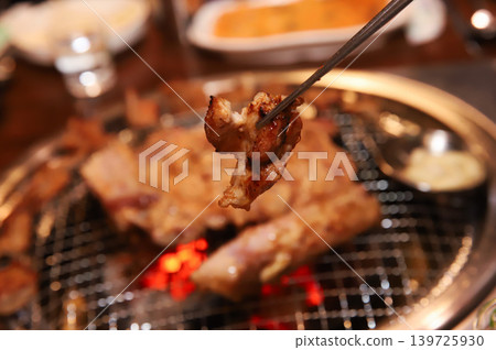 Delicious Traditional Korean Marinated Pork Ribs Barbecue Grilling Delicious Traditional Korean Marinated Pork Ribs Barbecue Grilling 139725930