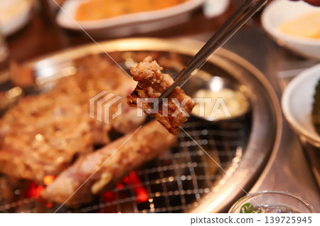 Delicious Traditional Korean Marinated Pork Ribs Barbecue Grilling 139725945