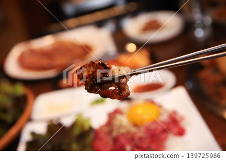 Delicious Traditional Korean Marinated Pork Ribs Barbecue Grilling Delicious Traditional Korean Marinated Pork Ribs Barbecue Grilling 139725986