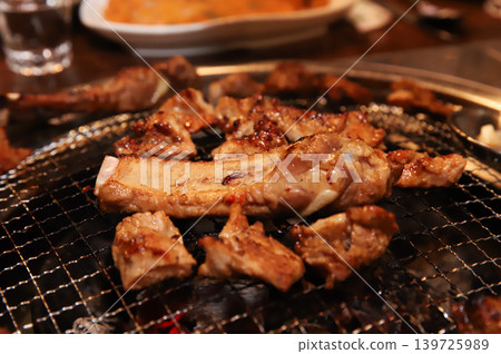 Delicious Traditional Korean Marinated Pork Ribs Barbecue Grilling Delicious Traditional Korean Marinated Pork Ribs Barbecue Grilling 139725989