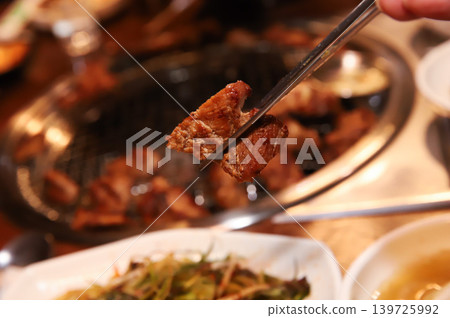 Delicious Traditional Korean Marinated Pork Ribs Barbecue Grilling 139725992