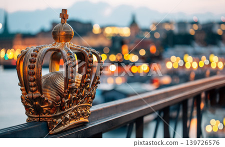 Golden Crown on Skeppsholmsbron Bridge at Twilight Golden Crown on Skeppsholmsbron Bridge at Twilight 139726576