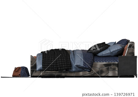 double bed isolated on a transparent background, furniture for the bedroom interior, 3D illustration, cg render double bed isolated on a transparent background, furniture for the bedroom interior, 3D illustration, cg render 139726971