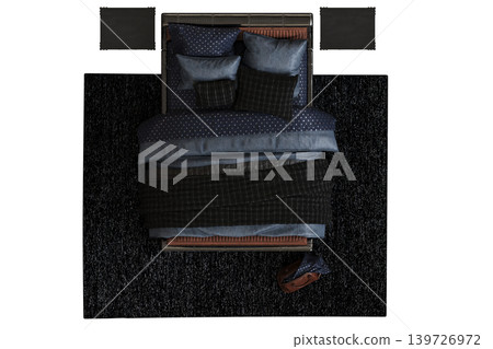 double bed isolated on a transparent background, furniture for the bedroom interior, 3D illustration, cg render double bed isolated on a transparent background, furniture for the bedroom interior, 3D illustration, cg render 139726972