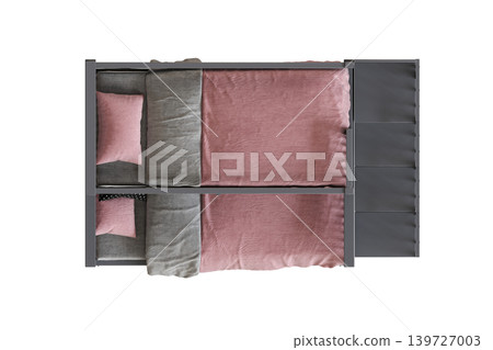 double bed isolated on a transparent background, furniture for the bedroom interior, 3D illustration, cg render double bed isolated on a transparent background, furniture for the bedroom interior, 3D illustration, cg render 139727003