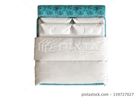 double bed isolated on a transparent background, furniture for the bedroom interior, 3D illustration, cg render double bed isolated on a transparent background, furniture for the bedroom interior, 3D illustration, cg render 139727027