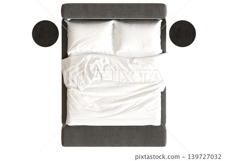 double bed isolated on a transparent background, furniture for the bedroom interior, 3D illustration, cg render double bed isolated on a transparent background, furniture for the bedroom interior, 3D illustration, cg render 139727032