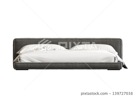 double bed isolated on a transparent background, furniture for the bedroom interior, 3D illustration, cg render double bed isolated on a transparent background, furniture for the bedroom interior, 3D illustration, cg render 139727038