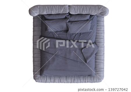 double bed isolated on a transparent background, furniture for the bedroom interior, 3D illustration, cg render double bed isolated on a transparent background, furniture for the bedroom interior, 3D illustration, cg render 139727042