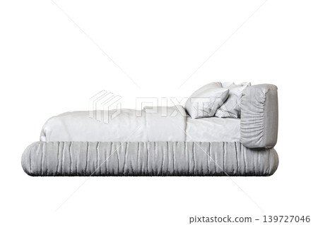 double bed isolated on a transparent background, furniture for the bedroom interior, 3D illustration, cg render double bed isolated on a transparent background, furniture for the bedroom interior, 3D illustration, cg render 139727046