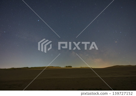 A beautiful starry sky floating above the Tottori Sand Dunes in Tottori Prefecture, Japan. A beautiful starry sky floating above the Tottori Sand Dunes in Tottori Prefecture, Japan. 139727152