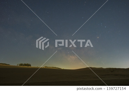 A beautiful starry sky floating above the Tottori Sand Dunes in Tottori Prefecture, Japan. A beautiful starry sky floating above the Tottori Sand Dunes in Tottori Prefecture, Japan. 139727154