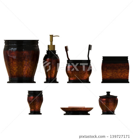 Bathroom accessories isolated on transparent background, bidet, 3D illustration, cg render Bathroom accessories isolated on transparent background, bidet, 3D illustration, cg render 139727171