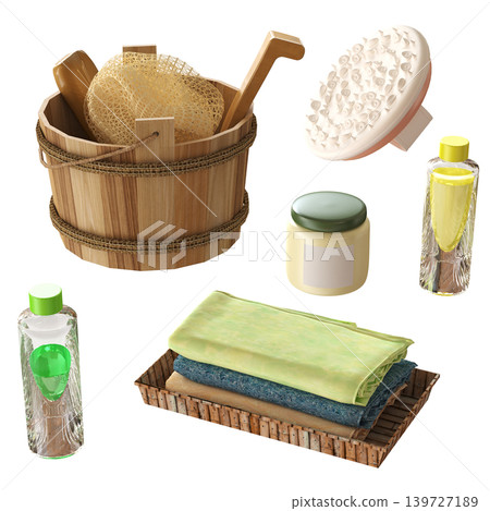 Bathroom accessories isolated on transparent background, bidet, 3D illustration, cg render 139727189