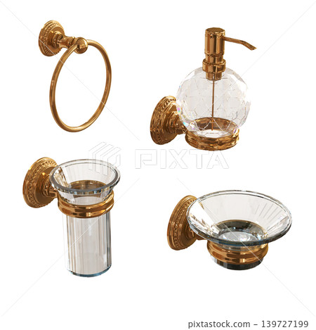 Bathroom accessories isolated on transparent background, bidet, 3D illustration, cg render Bathroom accessories isolated on transparent background, bidet, 3D illustration, cg render 139727199