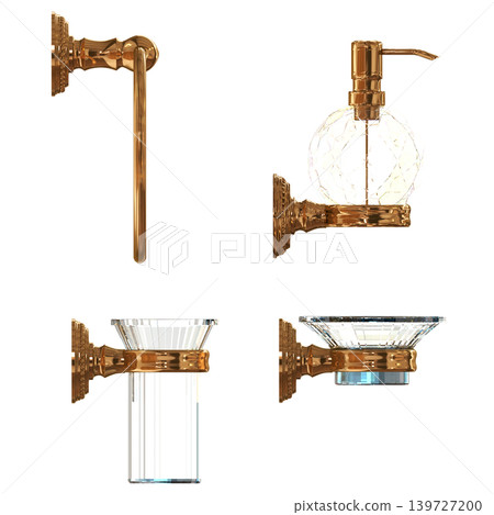 Bathroom accessories isolated on transparent background, bidet, 3D illustration, cg render Bathroom accessories isolated on transparent background, bidet, 3D illustration, cg render 139727200