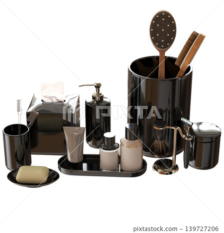 Bathroom accessories isolated on transparent background, bidet, 3D illustration, cg render 139727206