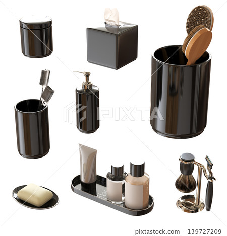 Bathroom accessories isolated on transparent background, bidet, 3D illustration, cg render Bathroom accessories isolated on transparent background, bidet, 3D illustration, cg render 139727209