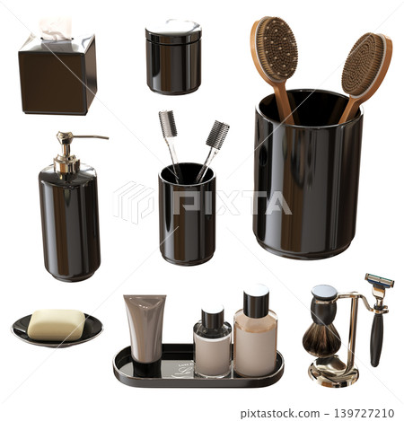Bathroom accessories isolated on transparent background, bidet, 3D illustration, cg render Bathroom accessories isolated on transparent background, bidet, 3D illustration, cg render 139727210