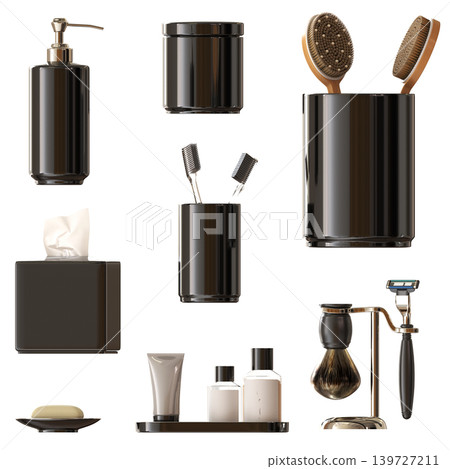 Bathroom accessories isolated on transparent background, bidet, 3D illustration, cg render Bathroom accessories isolated on transparent background, bidet, 3D illustration, cg render 139727211