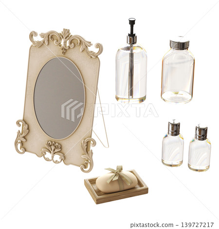 Bathroom accessories isolated on transparent background, bidet, 3D illustration, cg render Bathroom accessories isolated on transparent background, bidet, 3D illustration, cg render 139727217