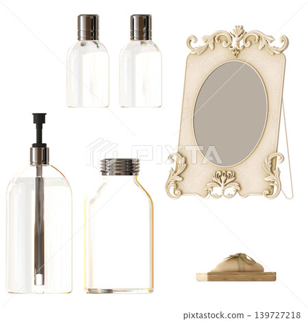 Bathroom accessories isolated on transparent background, bidet, 3D illustration, cg render Bathroom accessories isolated on transparent background, bidet, 3D illustration, cg render 139727218