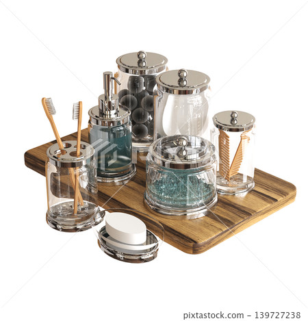Bathroom accessories isolated on transparent background, bidet, 3D illustration, cg render 139727238
