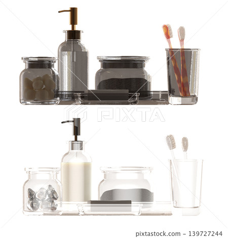 Bathroom accessories isolated on transparent background, bidet, 3D illustration, cg render Bathroom accessories isolated on transparent background, bidet, 3D illustration, cg render 139727244