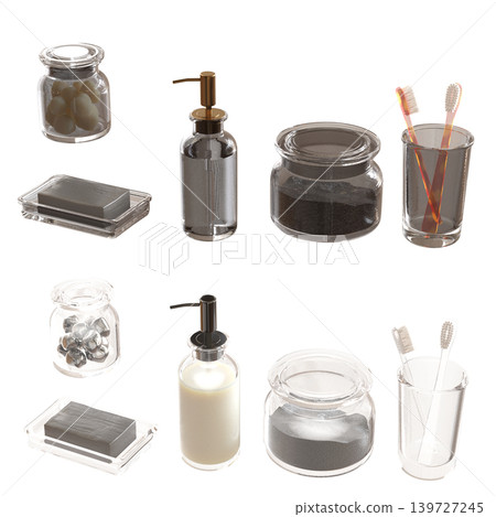 Bathroom accessories isolated on transparent background, bidet, 3D illustration, cg render 139727245