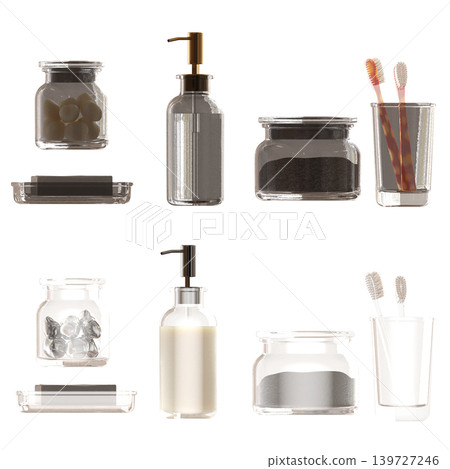 Bathroom accessories isolated on transparent background, bidet, 3D illustration, cg render Bathroom accessories isolated on transparent background, bidet, 3D illustration, cg render 139727246