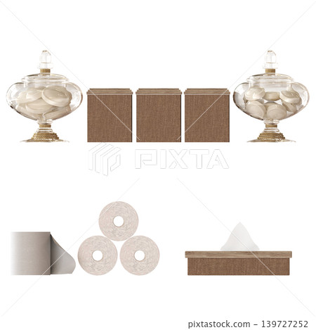 Bathroom accessories isolated on transparent background, bidet, 3D illustration, cg render Bathroom accessories isolated on transparent background, bidet, 3D illustration, cg render 139727252
