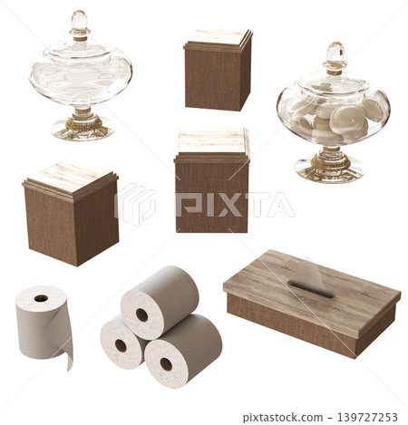 Bathroom accessories isolated on transparent background, bidet, 3D illustration, cg render Bathroom accessories isolated on transparent background, bidet, 3D illustration, cg render 139727253