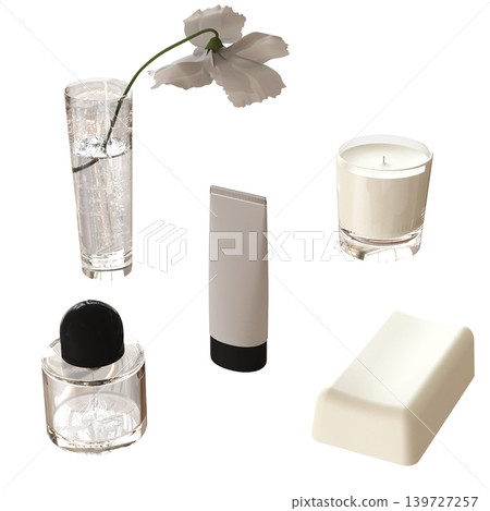Bathroom accessories isolated on transparent background, bidet, 3D illustration, cg render 139727257