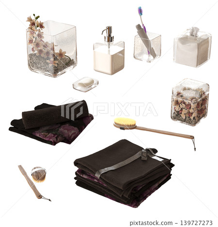 Bathroom accessories isolated on transparent background, bidet, 3D illustration, cg render Bathroom accessories isolated on transparent background, bidet, 3D illustration, cg render 139727273