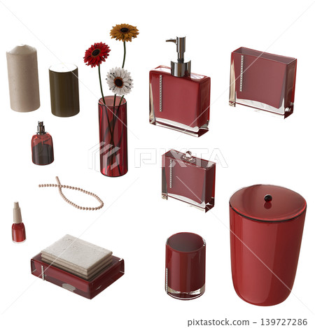 Bathroom accessories isolated on transparent background, bidet, 3D illustration, cg render Bathroom accessories isolated on transparent background, bidet, 3D illustration, cg render 139727286
