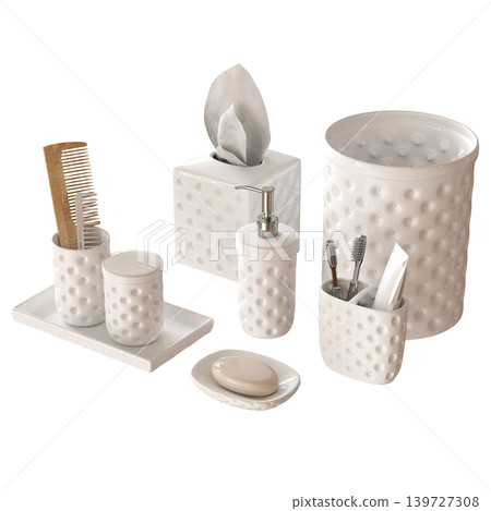 Bathroom accessories isolated on transparent background, bidet, 3D illustration, cg render 139727308