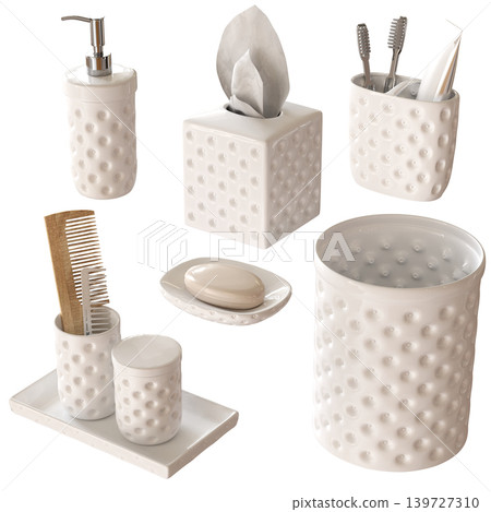 Bathroom accessories isolated on transparent background, bidet, 3D illustration, cg render Bathroom accessories isolated on transparent background, bidet, 3D illustration, cg render 139727310