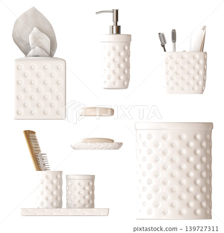 Bathroom accessories isolated on transparent background, bidet, 3D illustration, cg render Bathroom accessories isolated on transparent background, bidet, 3D illustration, cg render 139727311